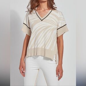 LYSSÉ ANYA SWEATER - Zebra Jacquard with Black Trim - Medium - Worn 2x